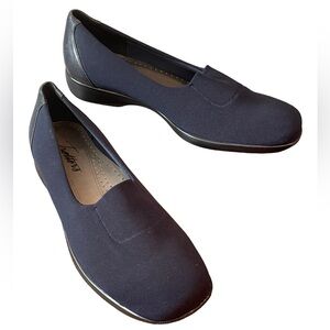 Trotters Navy Blue Slip-On‎ Shoes with Canvas Upper and Comfortable Design
